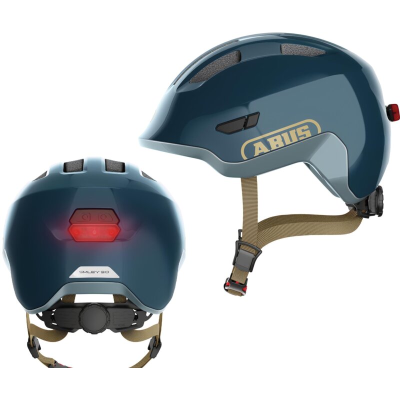 Kask rowerowy ABUS Smiley 3.0 Ace LED Royal Granatowy dla Dzieci z lampką (rozmiar M)