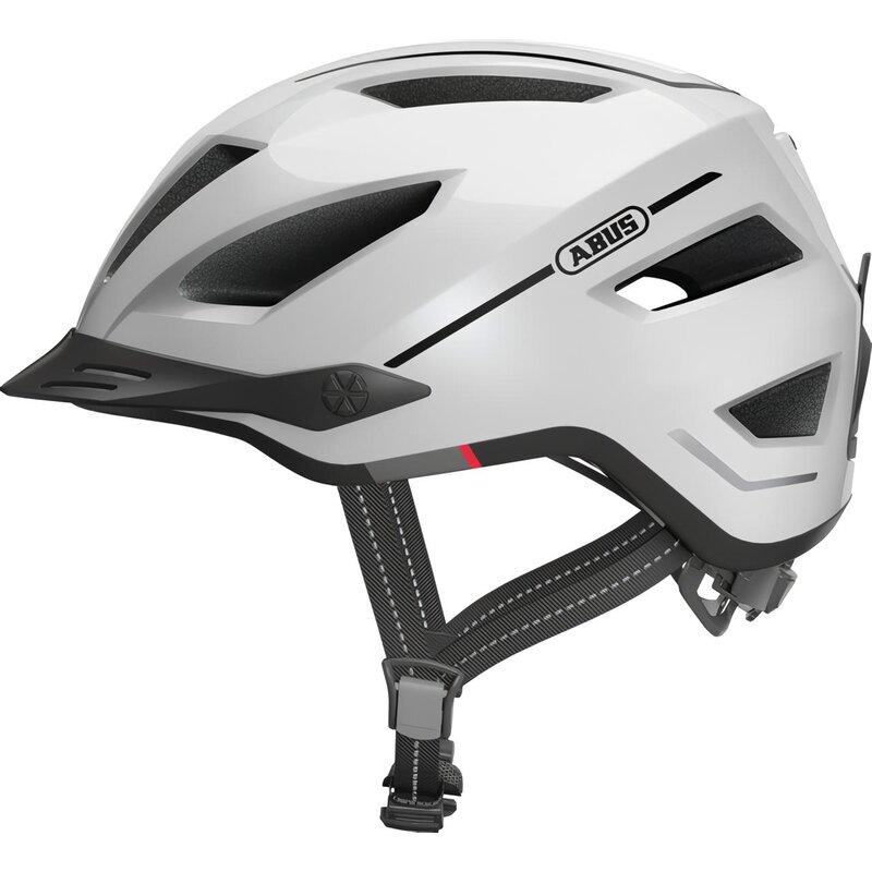 Kask rowerowy ABUS Pedelec 2.0 Pearl Biały Miejski z lampką (rozmiar L)