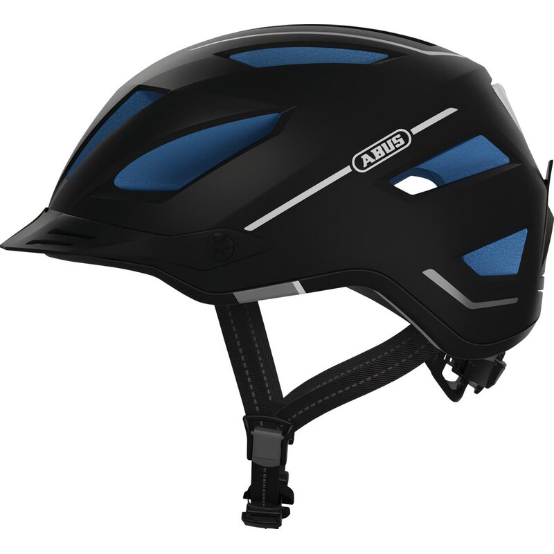 Kask rowerowy ABUS Pedelec 2.0 Motion Czarno-niebieski Miejski z lampką (rozmiar S)