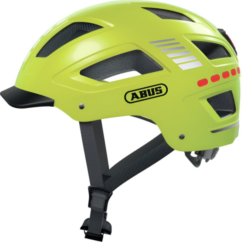 Kask rowerowy ABUS Hyban 2.0 LED Signal Żółty Miejski z lampką (rozmiar XL)