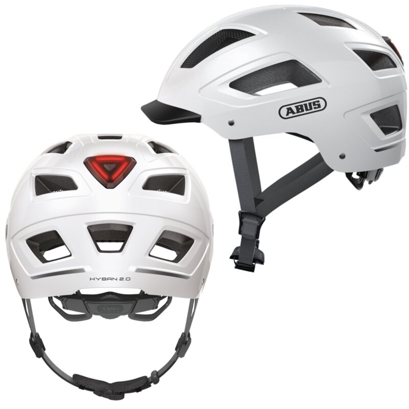 Kask rowerowy ABUS Hyban 2.0 Polar Biały Miejski z lampką (rozmiar XL)