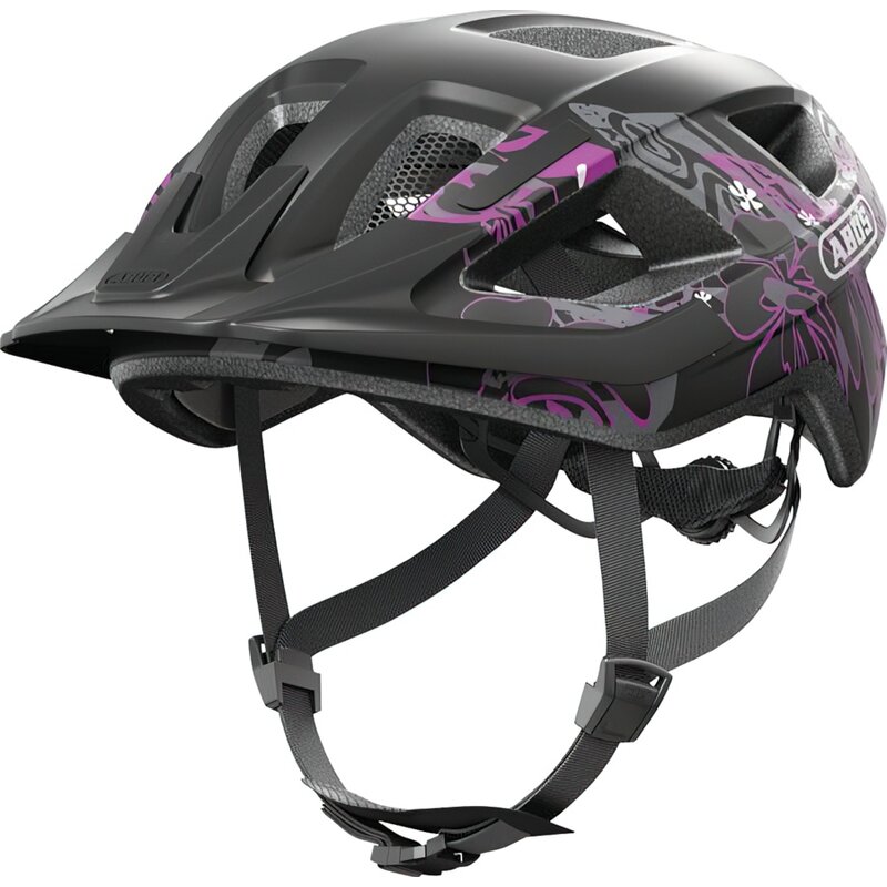 Kask rowerowy ABUS Aduro 3.0 Maori Czarno-fioletowy Miejski z możliwością zamontowania lampki (rozmiar S)