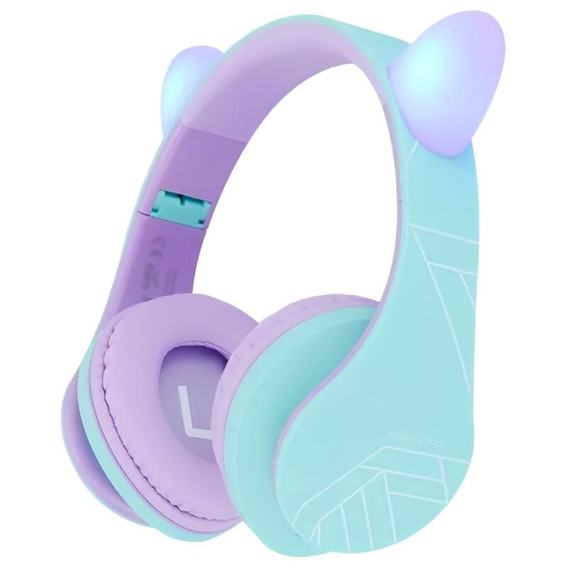 Słuchawki nauszne POWERLOCUS P2 Kids Kocie uszy Niebiesko-fioletowy