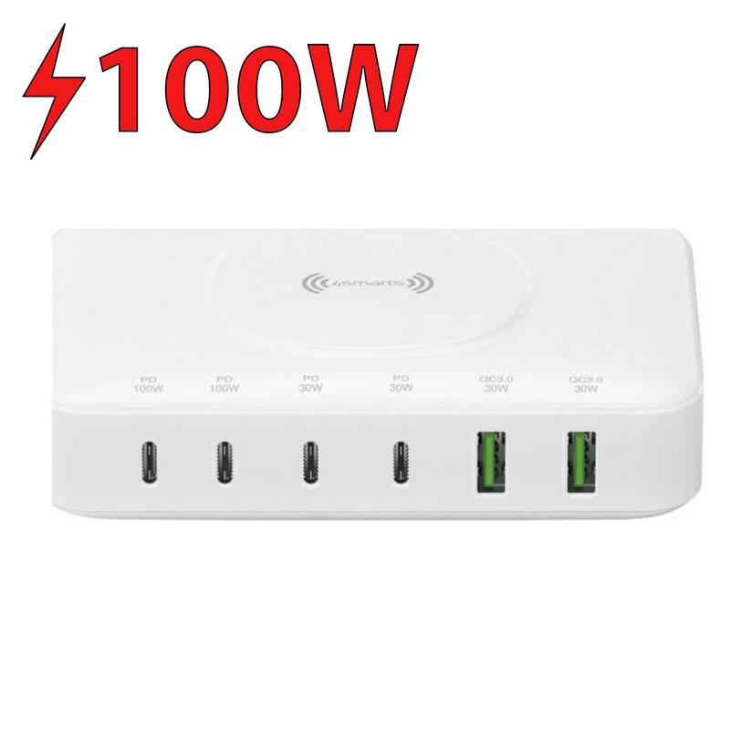 4smarts Stacja ładująca 7w1 100W z ładowaniem bezprzewodowym biały