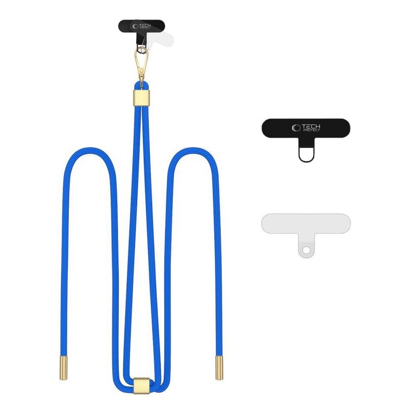 Smycz do telefonu TECH-PROTECT C2S Rope Crossbody Strap Niebiesko-złoty