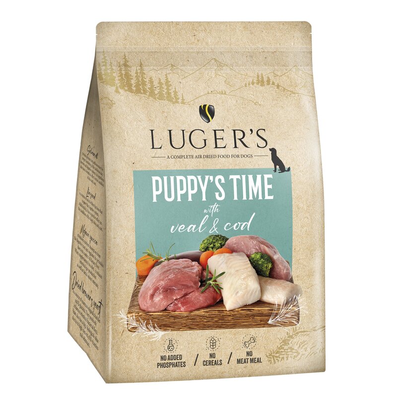 Karma dla psa suszona LUGER'S Puppy's Time Cielęcina z dorszem 3 kg