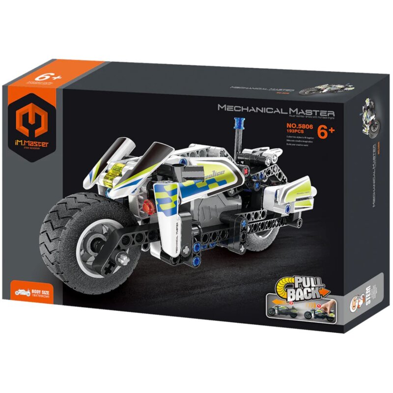 Klocki plastikowe IM.MASTER Pull Back Motocykl Policja IM5806