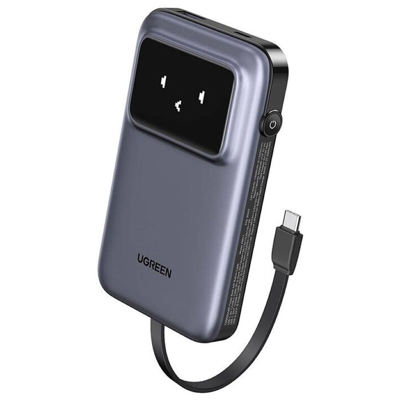 UGREEN Uno PB511 10000mAh 30W Wbudowany kabel USB-C Szary