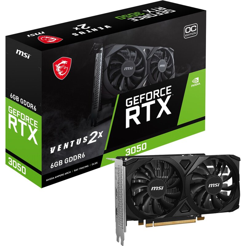 Фото - Відеокарта MSI Karta graficzna GeForce RTX 3050 Ventus 2X E OC 6GB GEFORCE RTX 3050 VENTUS 2X E 6G OC