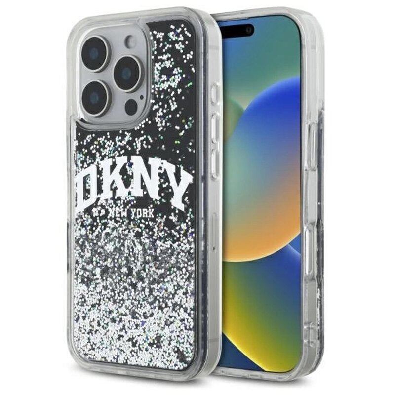 DKNY Liquid Glitter Arch Logo do iPhone 16 Pro Max Czarny