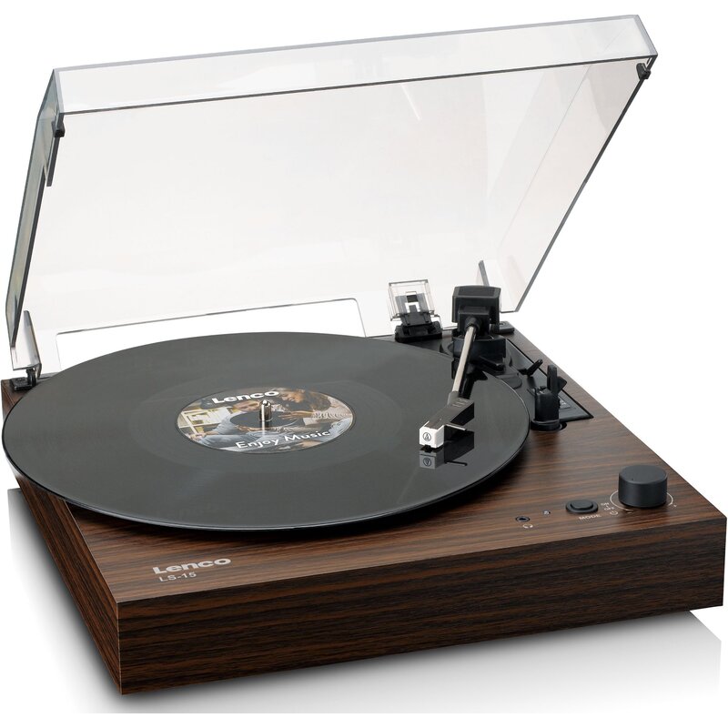Gramofon LENCO LS-15WD Drewno, Manualny, Napęd paskowy, Bluetooth, Wbudowane głośniki, Prędkość odtw. 33 1/3,45 obr./min