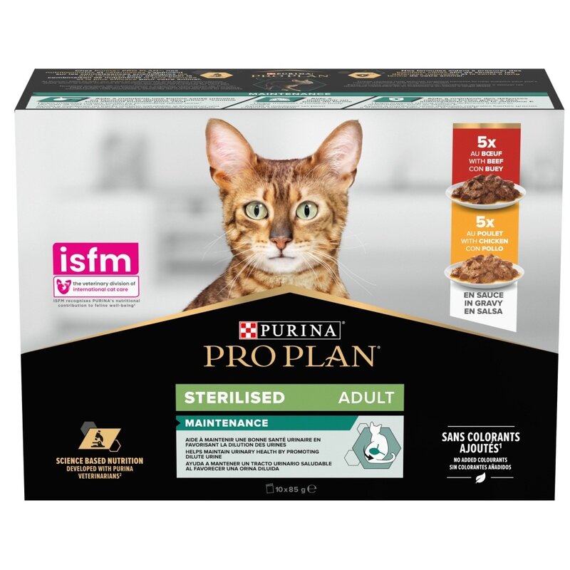 Karma dla kota PURINA Pro Plan Sterilised Wołowina i kurczak Multipack 10 x 85 g