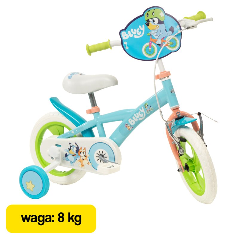Rower dziecięcy TOIMSA Bluey 1159 12 cali Błękitno-limonkowy Wzrost: 85-100 cm Wiek: 3-5 lat