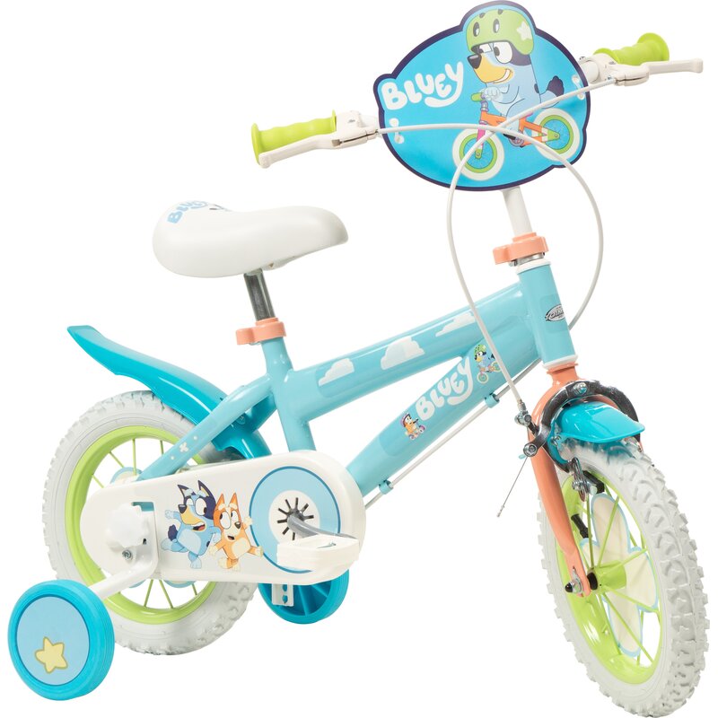 Rower dziecięcy TOIMSA Bluey 1259 12 cali Błękitno-limonkowy Wzrost: 85-100 cm Wiek: 3 lata