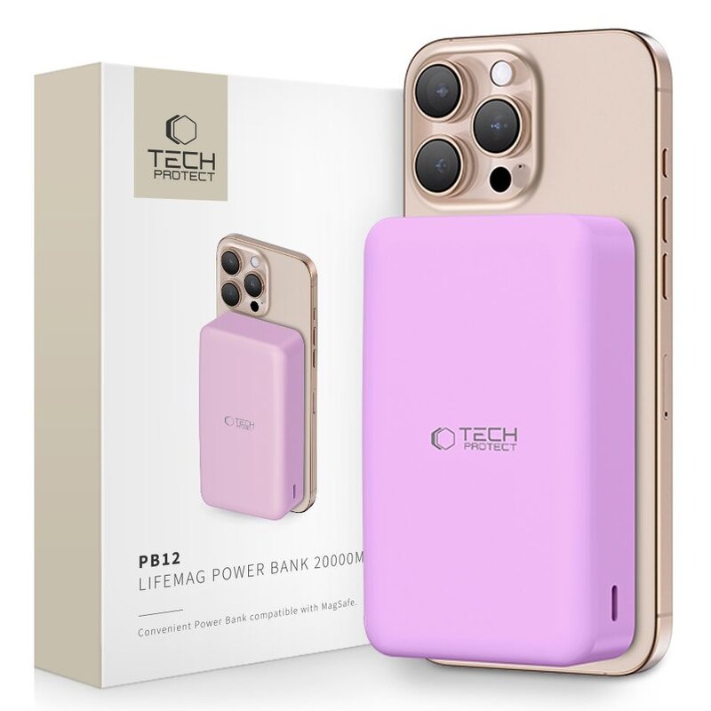 Powerbank TECH-PROTECT PB12 Lifemag 20000 mAh Różowy