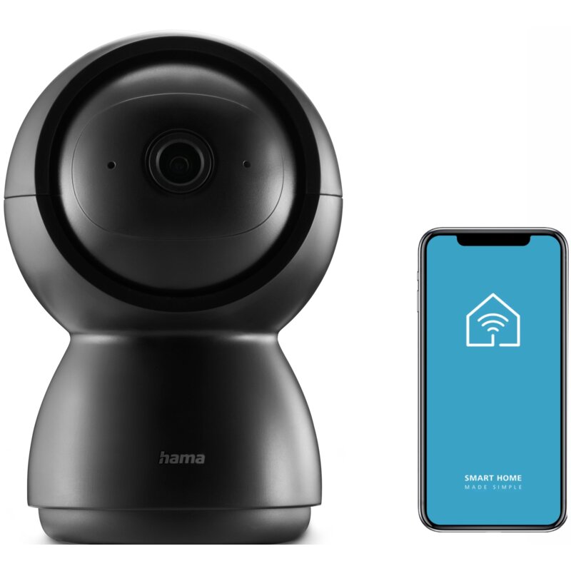 Hama 176647 Obrotowa Wi-Fi z czujnikiem ruchu i noktowizorem 1080p Czarny