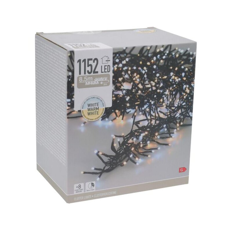 Lampki choinkowe CHRISTMAS DECORATION Łańcuch Świetlny 1152 LED Timer Zimny i Ciepły Biały