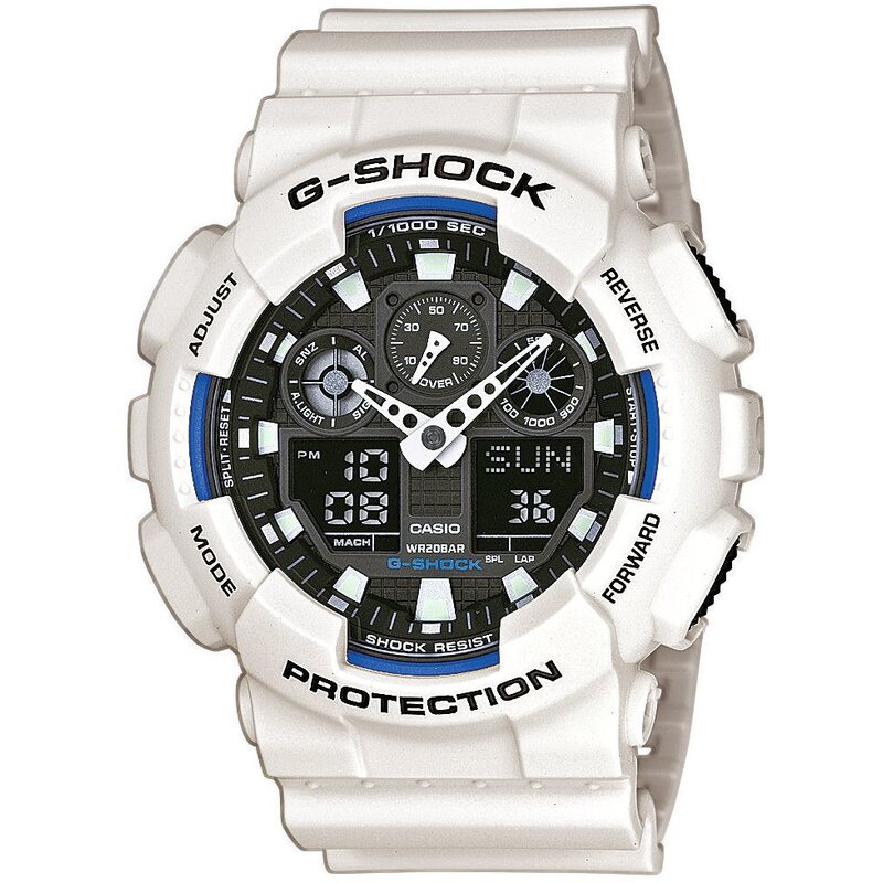 Zegarek sportowy CASIO G-Shock Original GA-100B-7AER Biały