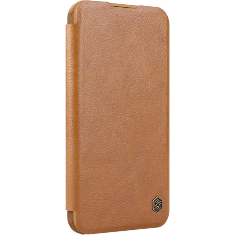Etui NILLKIN Qin Prop Leather do Apple iPhone 16 Brązowy