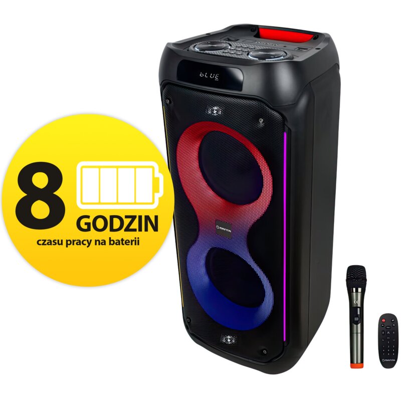 Power Audio MANTA SPK0805B140 PALLAS, 140W, Bluetooth, Bateria 8 godzin, Bezprzewodowy mikrofon w zestawie