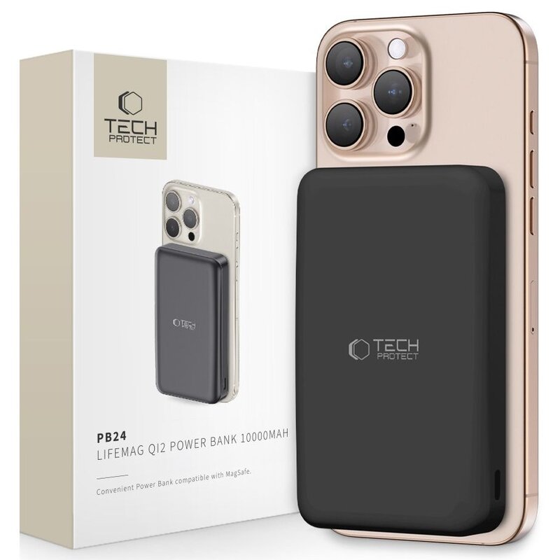 Powerbank TECH-PROTECT PB24 LifeMag QI2 MagSafe 10000 mAh 15W Czarny