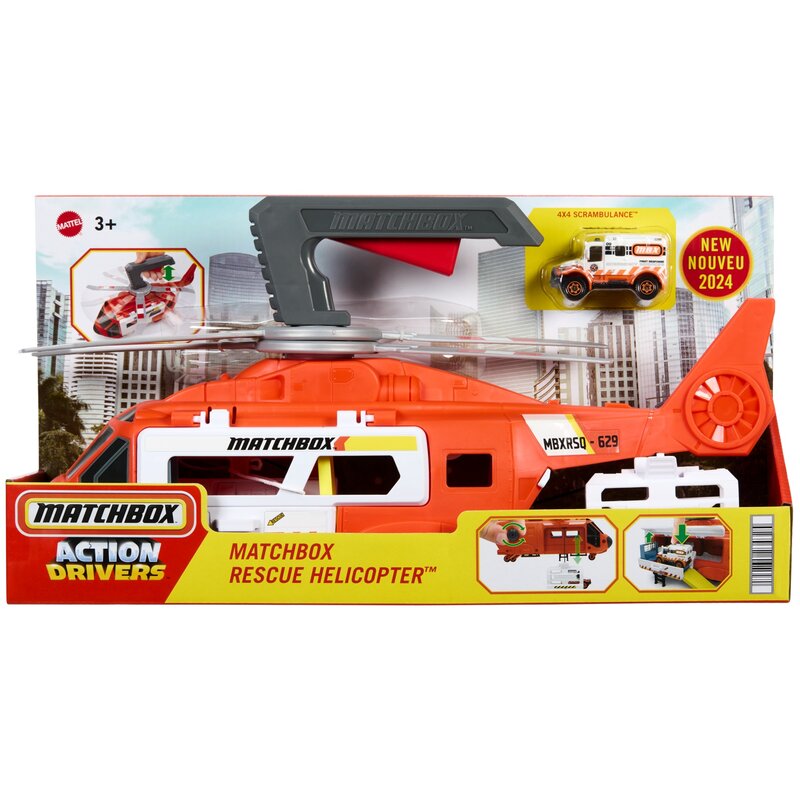 Zestaw pojazdów MATCHBOX Action Drivers Prawdziwe Przygody Helikopter Ratunkowy HXM74