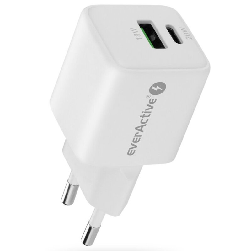 Ładowarka sieciowa EVERACTIVE SC-330 20W Biały ładowarka do telefonu USB, USB-C