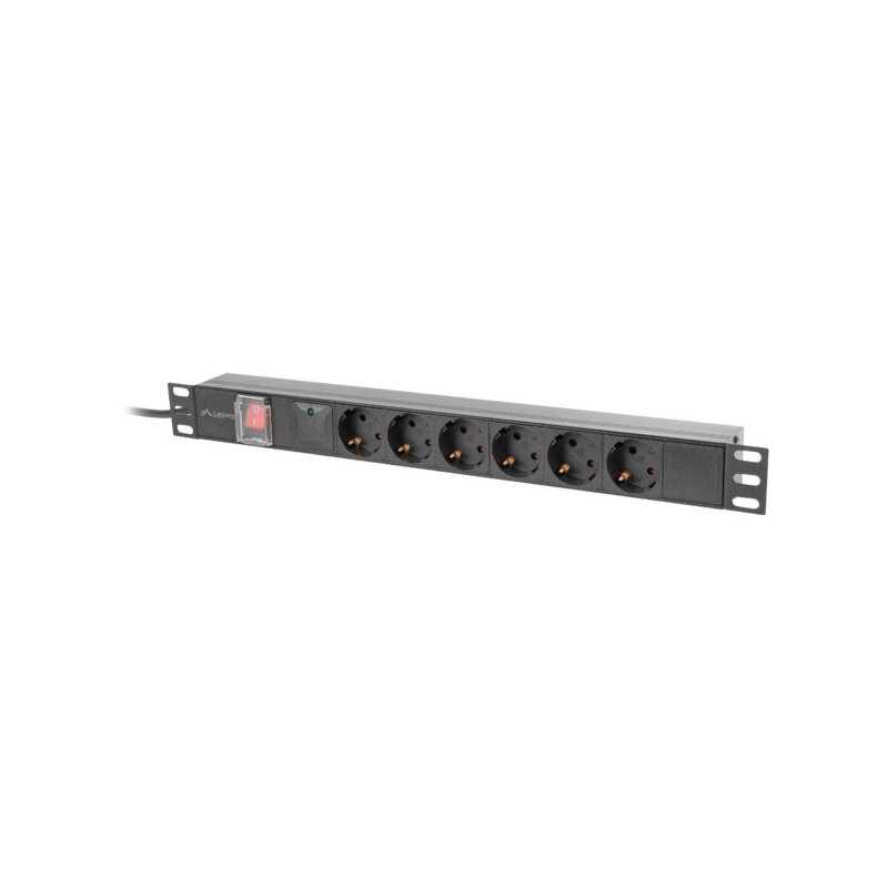 Lanberg RACK PDU 19" 1U 16A 6x 230V Czarny 2m