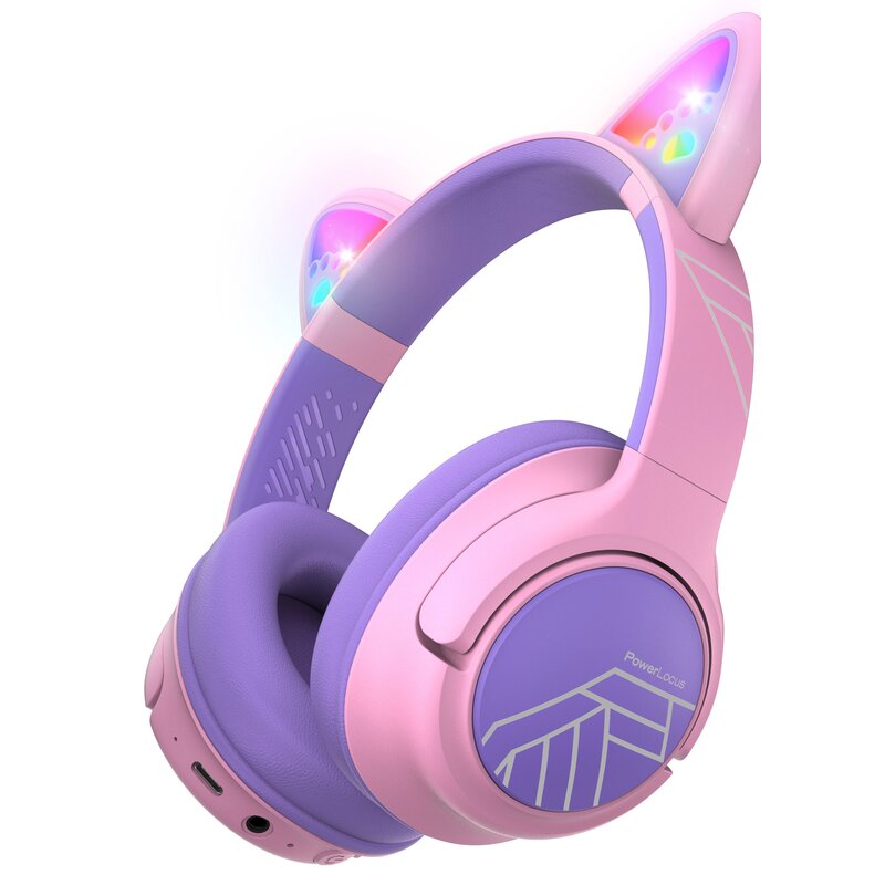 Słuchawki nauszne POWERLOCUS Bobo Kocie Uszy Fioletowo-różowy