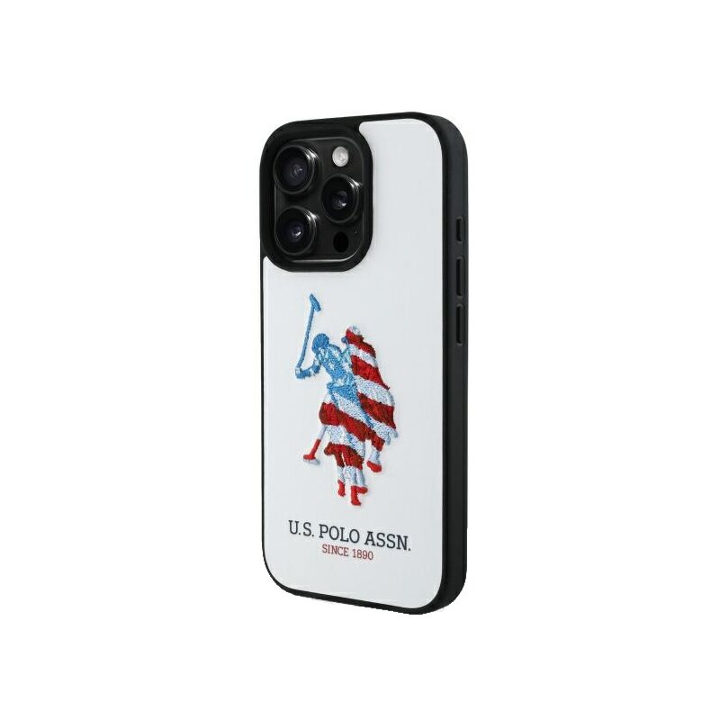 Etui US POLO ASSN Leather Big DH American Flag do Apple iPhone 15 Pro Max Biały