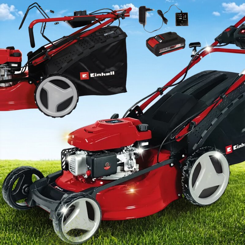 Kosiarka spalinowa EINHELL GC-PM 51/3 S HW-E Li 3404870 z napędem, 51 cm, rozrusznik, 170 cm3, 2.7 kW, mulczowanie, kosz 80L