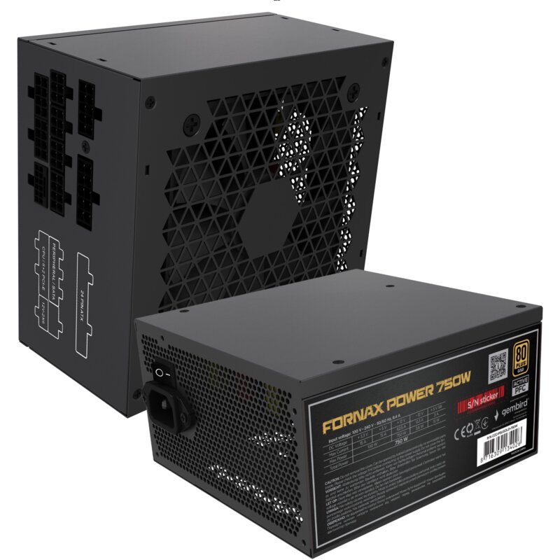 Gembird Fornax Power 750W 80+ Gold Czarny