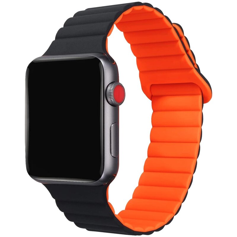 Pasek CELLY Mag do Apple Watch do koperty 42/44/45/49mm Czarno-pomarańczowy