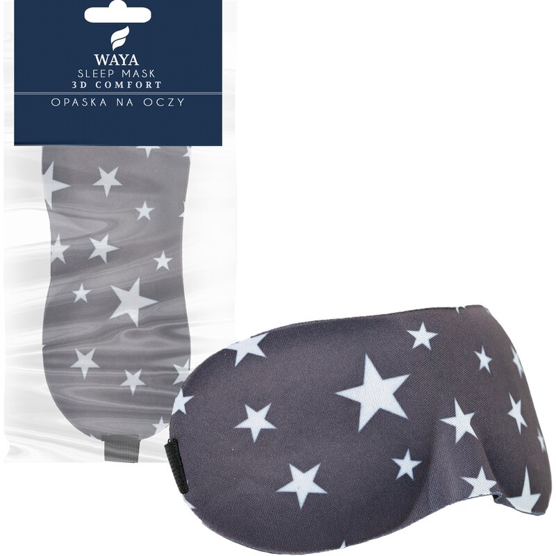 Opaska na oczy WAYA 3D Comfort Star Czarno-biały