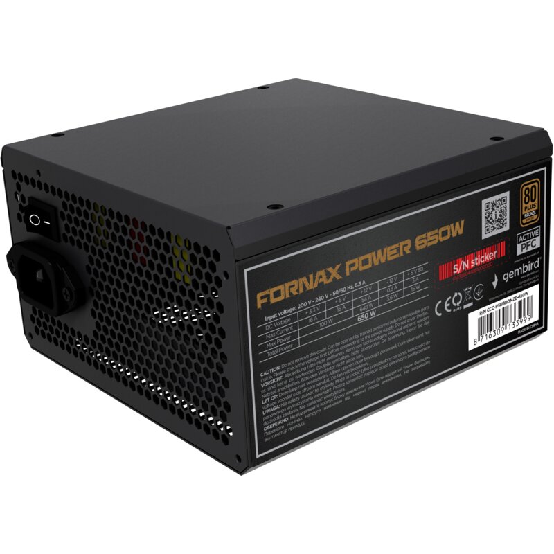 Zasilacz GEMBIRD Fornax Power 650W 80 Plus Bronze