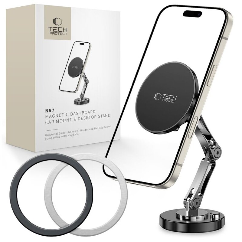 Uchwyt na telefon TECH-PROTECT N57 Magsafe DashBoard & Desktop Czarny