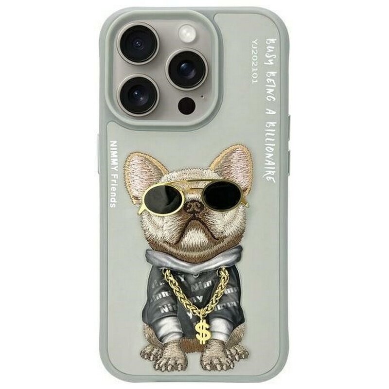 Etui NIMMY Glasses Cool Dog do Apple iPhone 15 Pro Szary