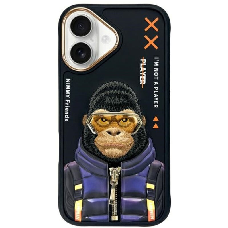 Etui NIMMY Cool&Cute 2.0 Monkey do Apple iPhone 16 Czarny