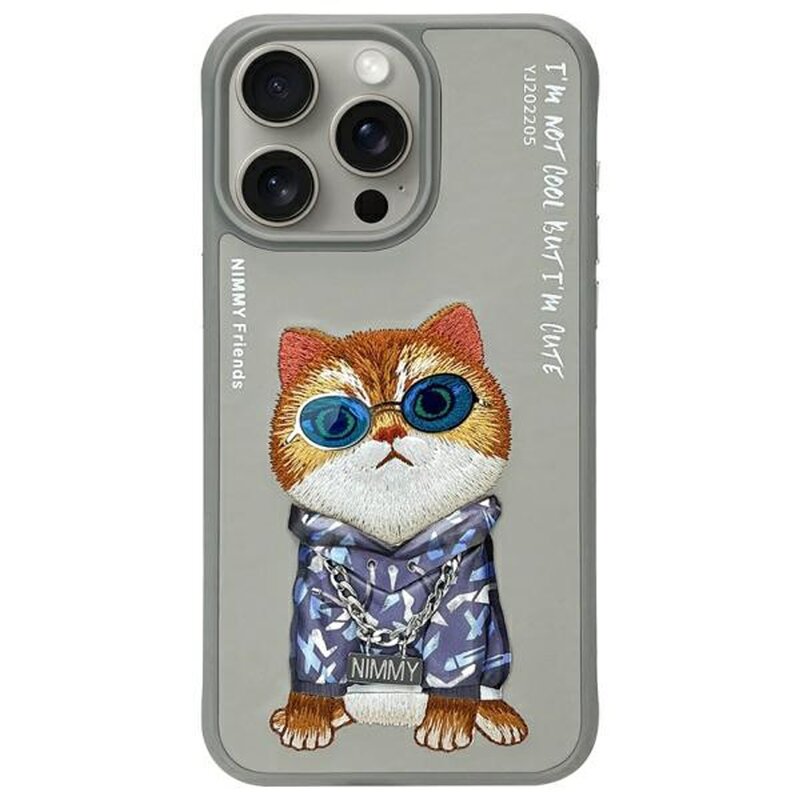 Etui NIMMY Glasses Cool Cat do Apple iPhone 15 Pro Max Szary