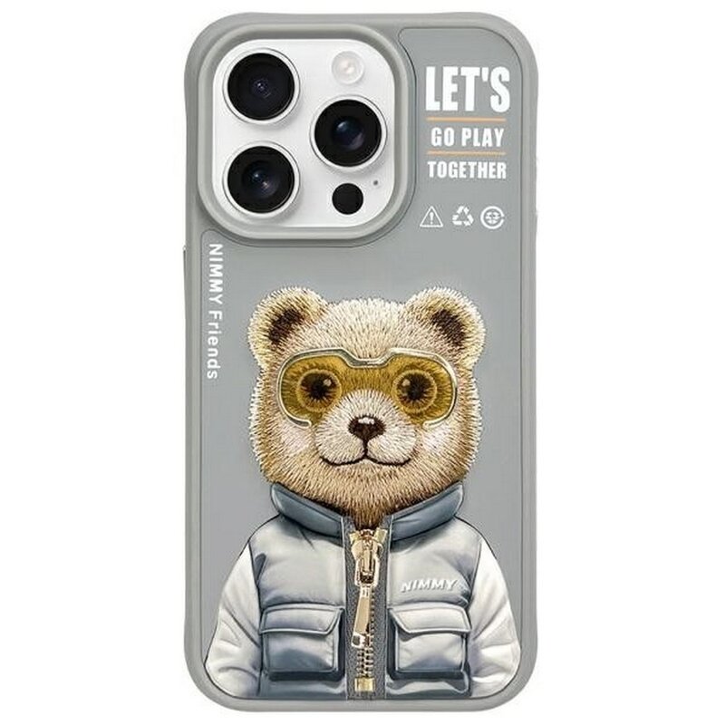 Etui NIMMY Cool&Cute 2.0 Bear do Apple iPhone 15 Pro Szary