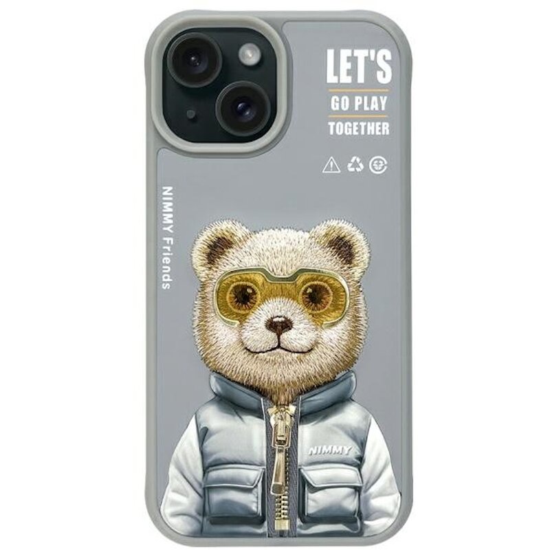 Etui NIMMY Cool&Cute 2.0 Bear do Apple iPhone 15 Szary