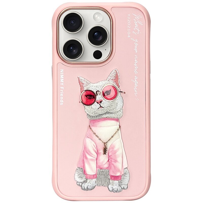 Etui NIMMY Glasses Cool Cat do Apple iPhone 16 Pro Max Różowy