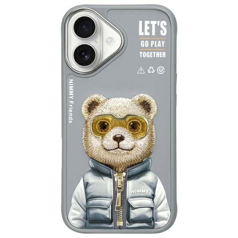 Etui NIMMY Cool&Cute 2.0 Bear do Apple iPhone 16 Szary