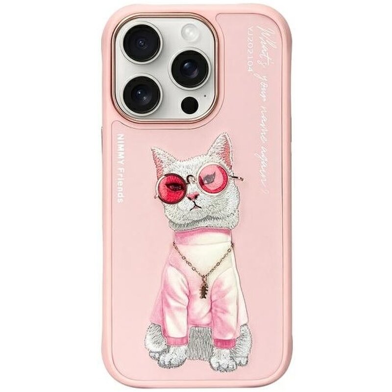 Etui NIMMY Glasses Cool Cat do Apple iPhone 16 Pro Różowy