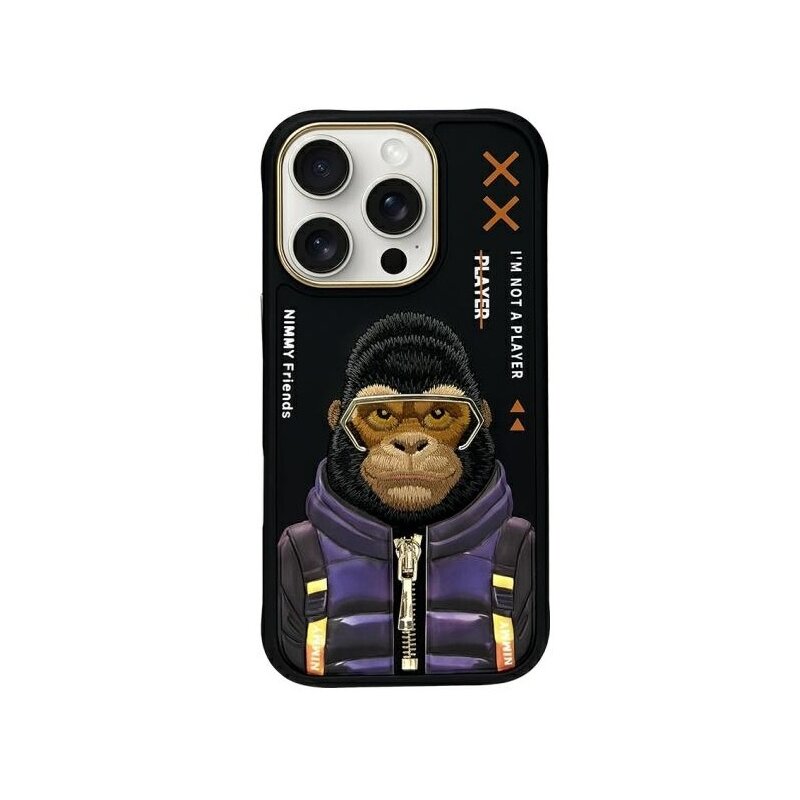 Etui NIMMY Cool&Cute 2.0 Monkey do Apple iPhone 16 Pro Max Czarny