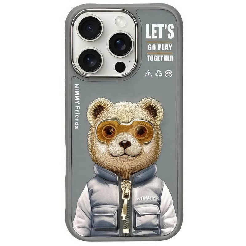 Etui NIMMY Cool&Cute 2.0 Bear do Apple iPhone 16 Pro Szary