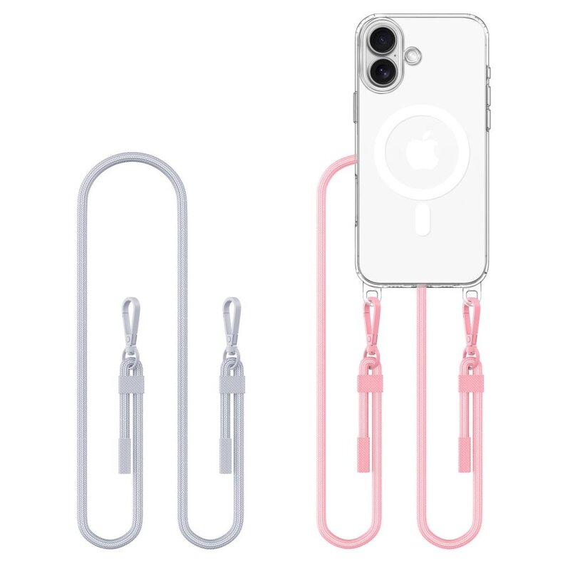 Etui TECH-PROTECT Flexair Chain MagSafe do Apple iPhone 16 Przezroczysto-szaro-różowy