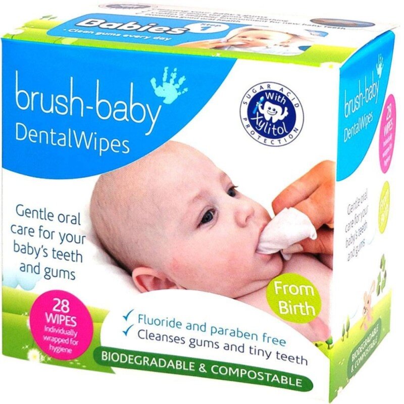Chusteczki do higieny zębów i dziąseł BRUSH-BABY (0-16 m-cy) 28 szt.
