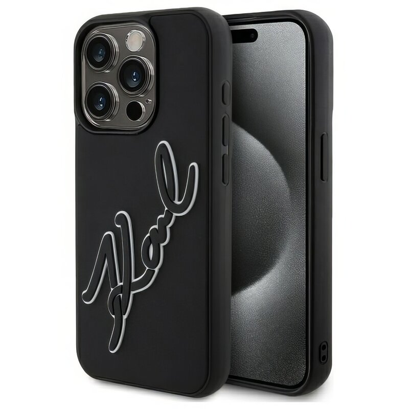 Etui KARL LAGERFELD 3D Rubber Signature do Apple iPhone 15 Pro Czarny