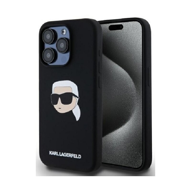 Etui KARL LAGERFELD Silicone Karl Head Print MagSafe do Apple iPhone 15 Pro Czarny